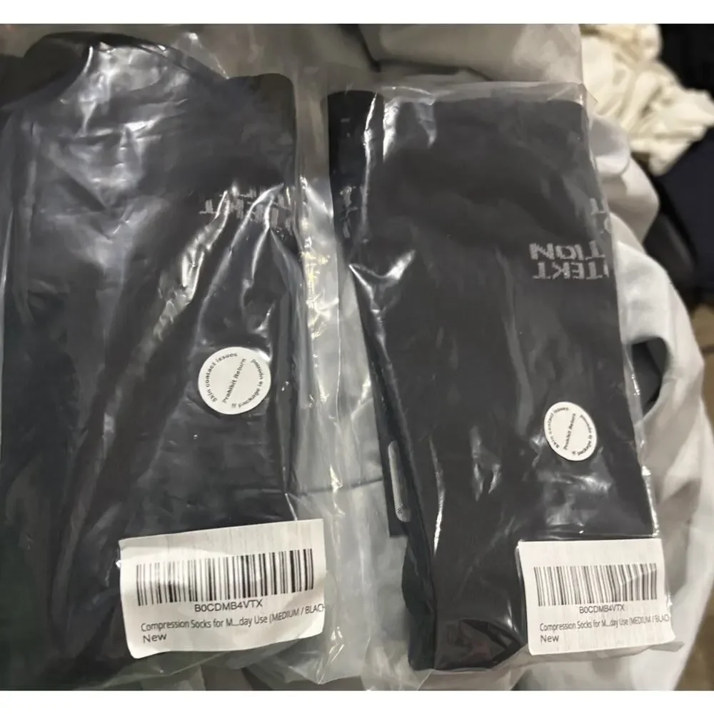 Protekt Motion NanoGlide Compression Socks M Black Made in USA Lot of 2 NEW